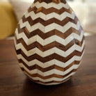 Teak bone inlay table lamp, side view