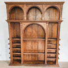 Vintage carved teak bookcase in natural finish, 175 x 147 x 25cm