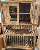 Teak kitchen cabinet with slatted shelf, angled view