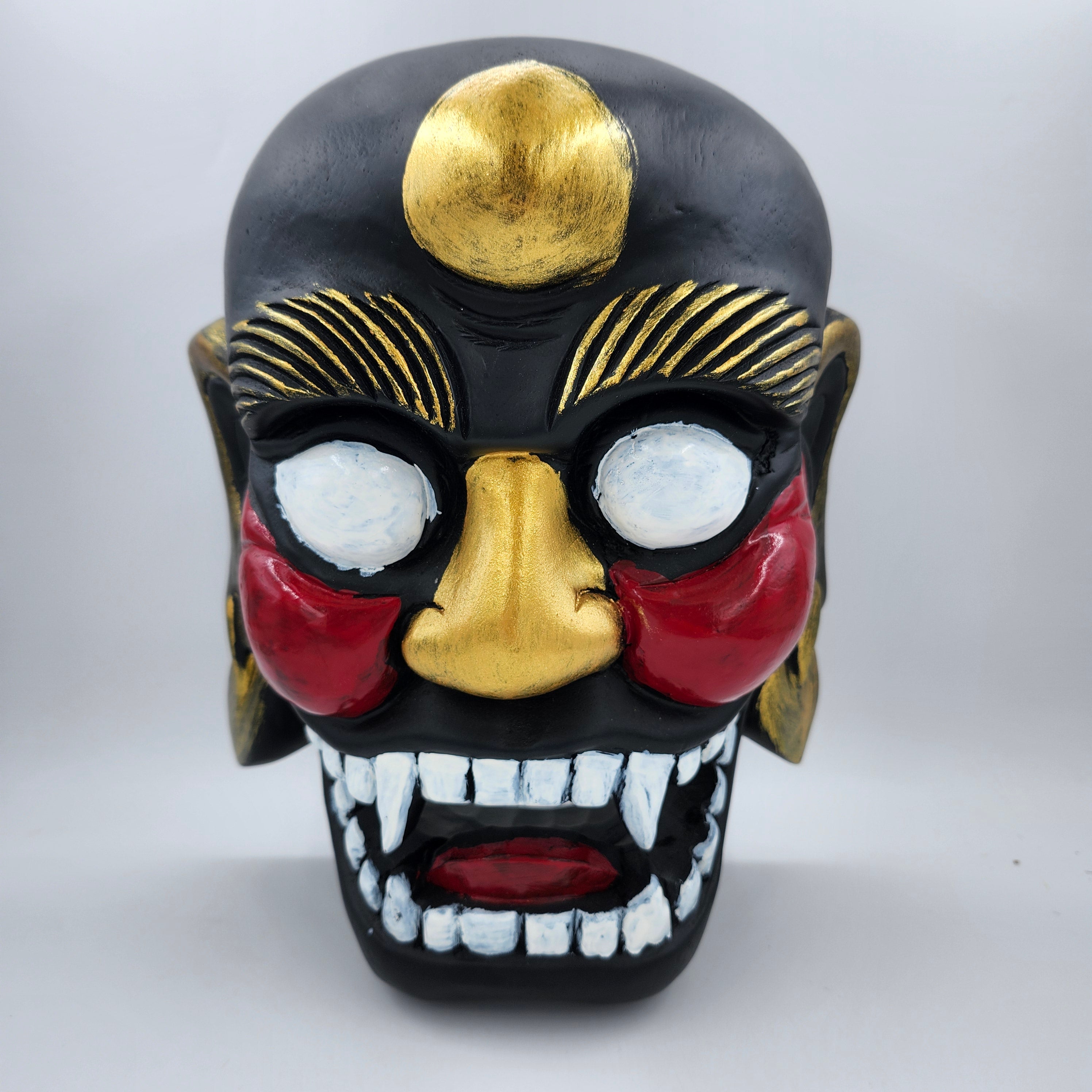 Herman wooden Halloween mask, hand-painted with a rustic finish