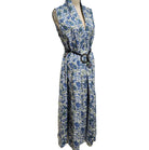 May sleeveless block-print cotton dress in blue floral