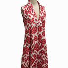 May sleeveless block-print cotton dress in red ikat