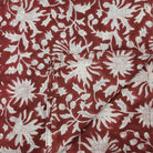 Festive Red cotton napkins, set of two with all-over floral block print, 45 x 45 cm