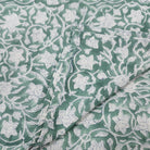 Floral Green cotton napkins, set of two with all-over floral block print, 45 x 45 cm