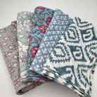 Set of 6 assorted block-printed cotton napkins, 50 cm