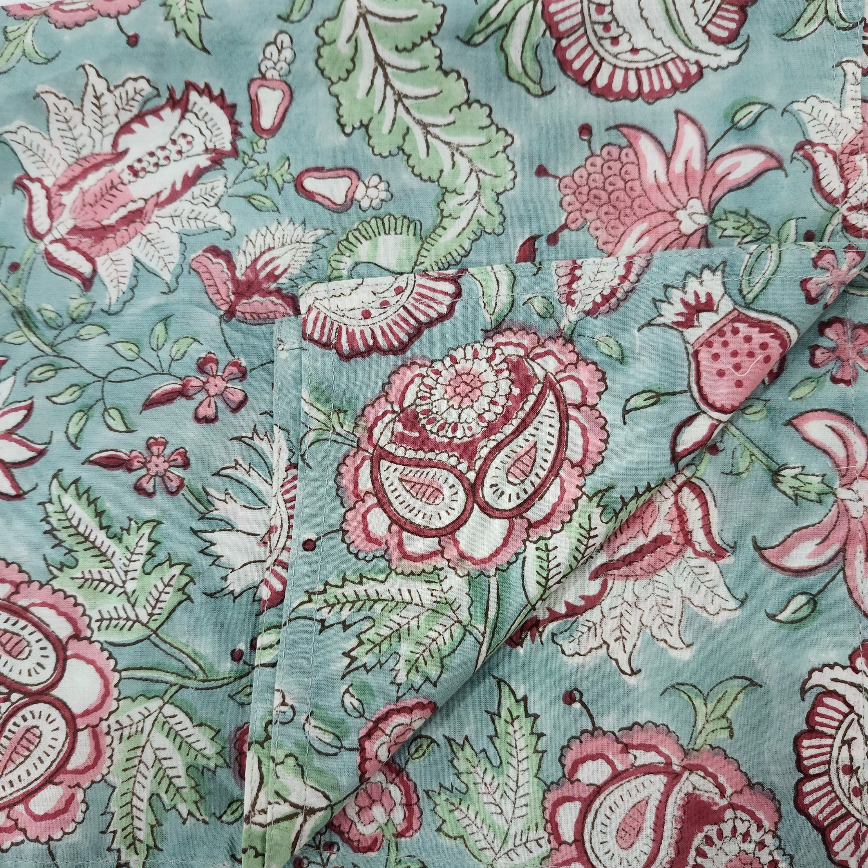 Hibiscus block-print cotton napkin