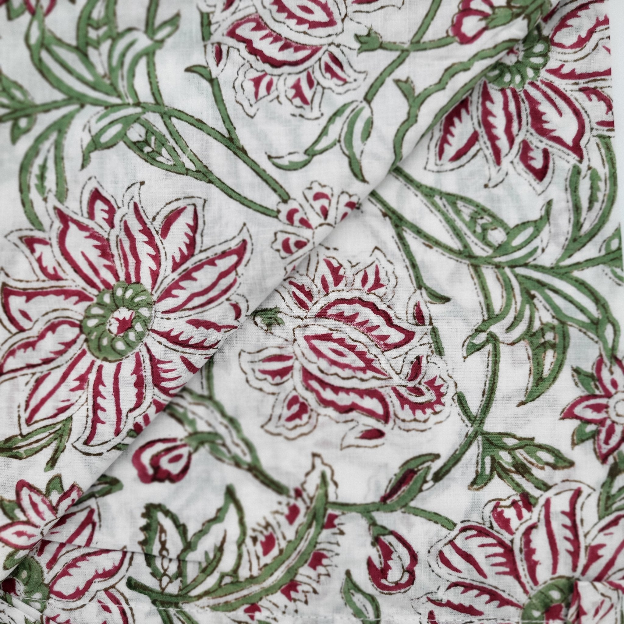 White Blossom block-print cotton napkin