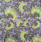Blue and green floral block-print cotton napkin