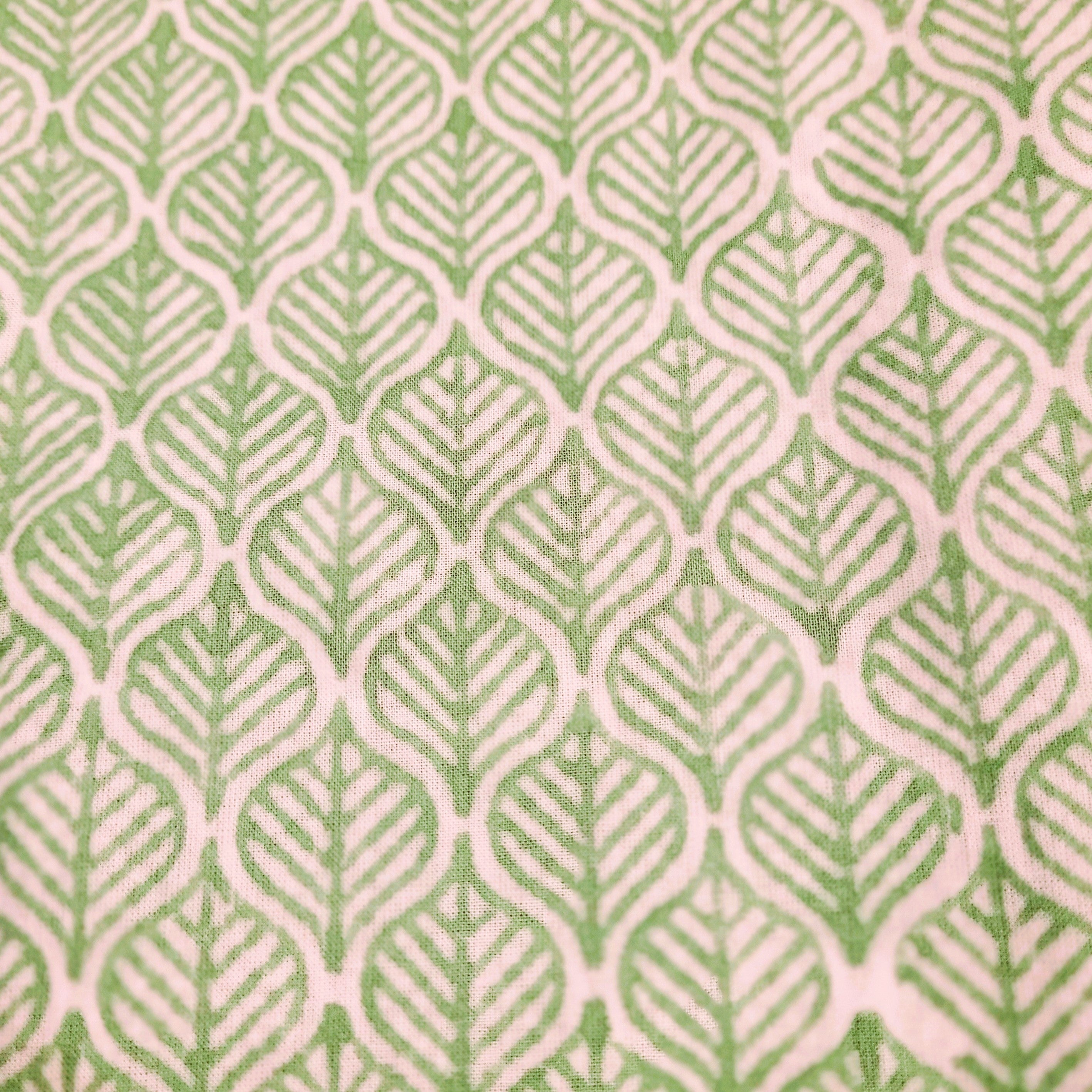 Green geometric block-print cotton napkins, set of 2