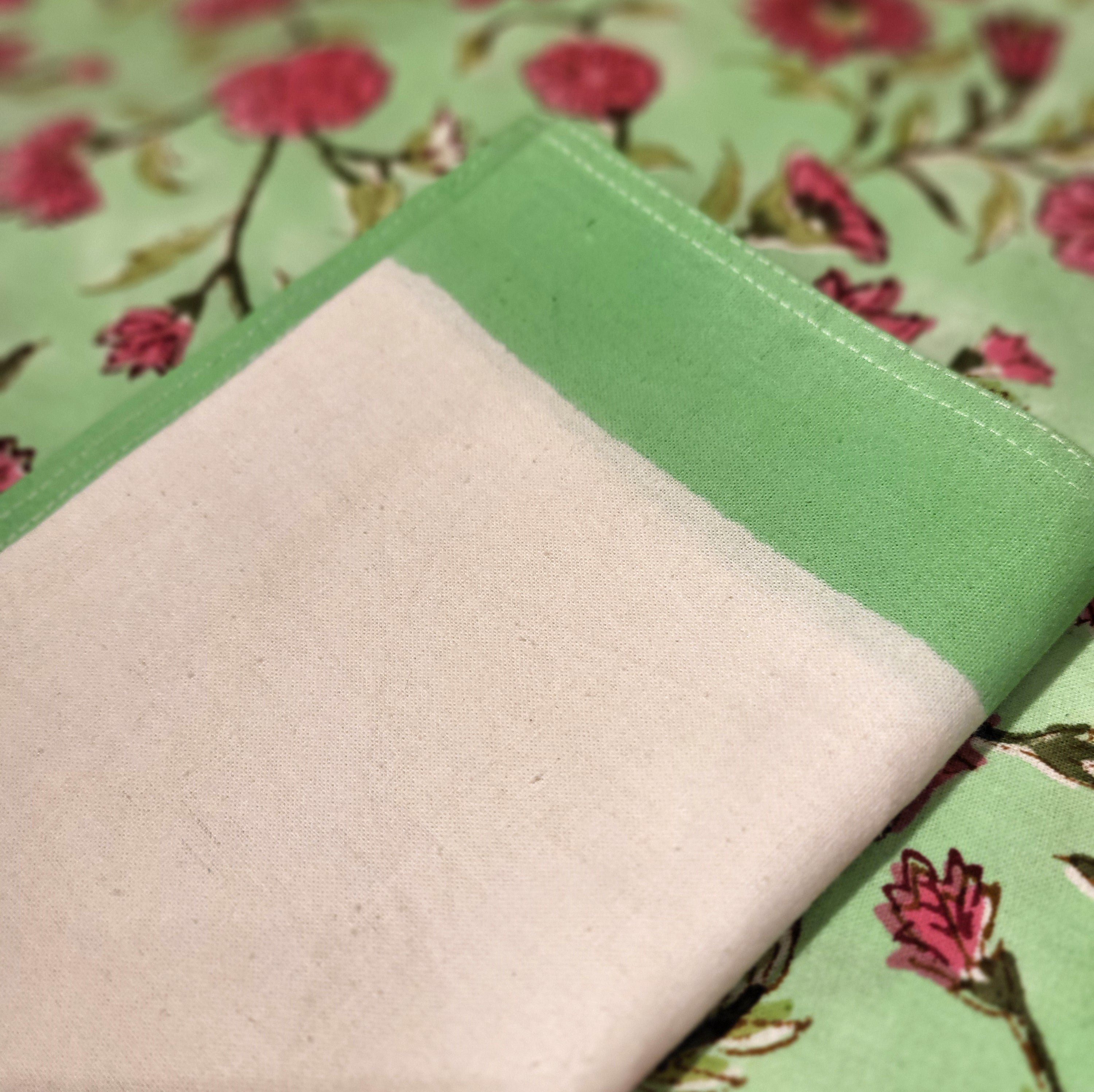 Mint block-print cotton napkin