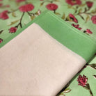 Set of 6 cotton napkins with a mint block-print border, 48 cm