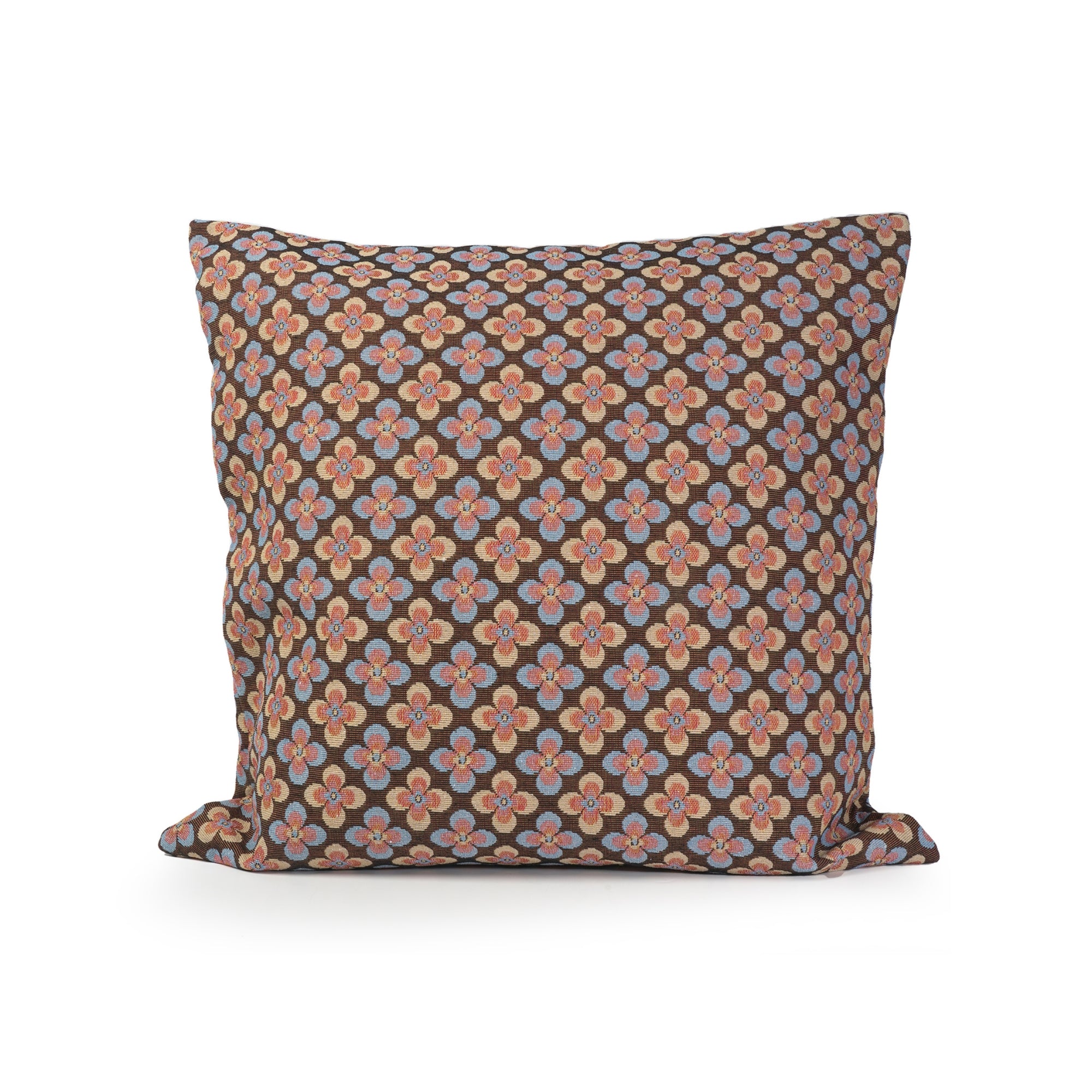 Clover graphic-stitch cushion in orange, 50 cm