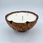 Amber Leaves scented candle in rich amber bowl with leaf pattern, organic soy wax