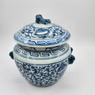 Ginger Jar candle, blue and white two-handled pot, detail