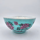 Teal Bowl candle, floral teal bowl, styled view