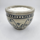 Dots scented candle, rustic ceramic pot with dots around the rim, Mui Wo scent