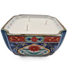 Imari scented candle in porcelain square dish painted in the Imari style, organic soy wax