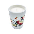Bats and Peaches scented candle, ceramic pot painted with peaches and bats, Happy Valley scent