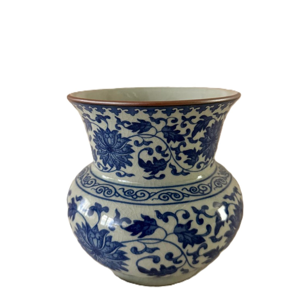 Longevity scented candle in ceramic pot hand-painted with chrysanthemums, Stanley scent