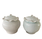 Clarity scented candle in delicate fluted ceramic pot with lid, organic soy wax