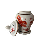 Foo Dogs scented candle, ceramic jar hand-painted with a pair of foo dogs, Happy Valley scent