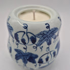 Abundance candle, blue and white lidded pot, organic soy wax, detail