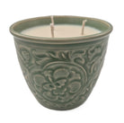 Celadon Jacquard candle, celadon relief pot, detail