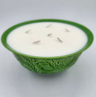 Grass Green Dragon candle, green dragon bowl, styled view