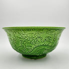 Grass Green Dragon candle, dragon-motif green bowl, detail