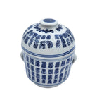 Tradition scented candle, blue and white pot painted with ancient Chinese characters, Lobster Bay scent