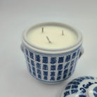 Tradition candle, Chinese-character ceramic pot, styled view
