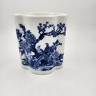 White ceramic scented candle with blue floral and pheasant design