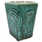 Emerald Dragon candle, emerald hexagonal pot, detail