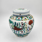 Little Fishes candle, three-wick pot, organic soy wax, styled view