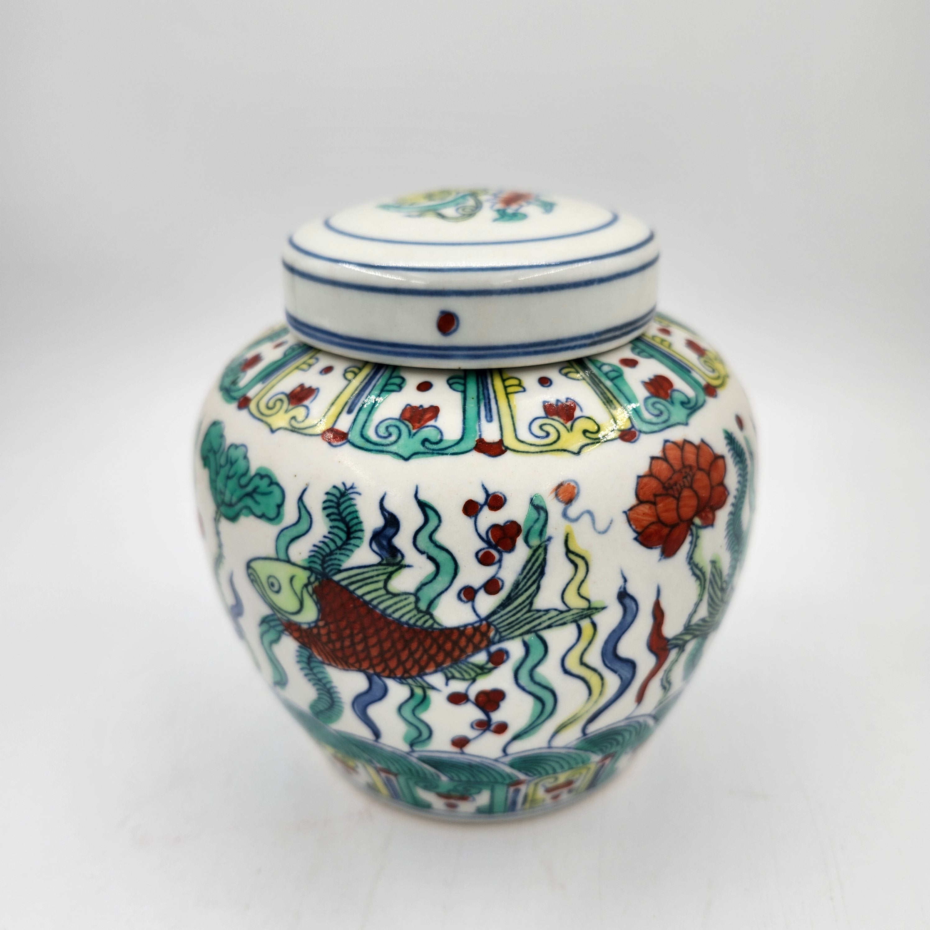 Little Fishes candle, three-wick pot, organic soy wax, styled view