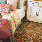 Hand-knotted dragon rug in wool, styled view, Nepal