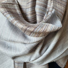 Multi striped pashmina shawl in silver taupe, silk and pashmina blend
