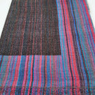 Multi striped pashmina shawl in charcoal and red, silk and pashmina blend