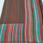 Multi striped pashmina and silk shawl in coffee and red tones, block colour with striped border, 105 x 210cm