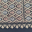 Small circle embroidered pashmina in black with metallic thread, 78 x 210 cm