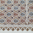 Small circle embroidered pashmina in cream with metallic thread, 78 x 210 cm