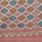 Small circle embroidered pashmina in rose with metallic thread, 78 x 210 cm