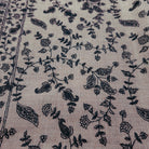 Pashmina with floral embroidery in taupe on black, 100% pashmina