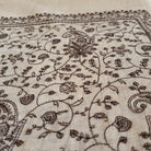 Pashmina with brown paisley embroidery on natural ground, 75 x 200 cm