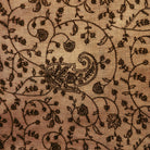 Brown pashmina shawl with all-over machine embroidered paisley design and plain border at either end