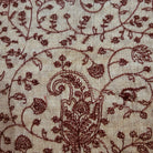 Pashmina with burgundy paisley embroidery on linen, detail view