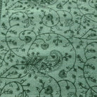 Green machine embroidered paisley pashmina shawl, soft and lightweight with plain borders at either end