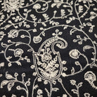 Black pashmina with white paisley embroidery, 75 x 200 cm