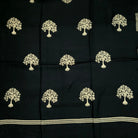 Black pashmina with a tree motif embroidered in gold thread, an elegant evening shawl of 107 by 210 cm