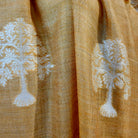 Tree embroidered pashmina in ginger with white thread, 107 x 210 cm, 100% pure pashmina